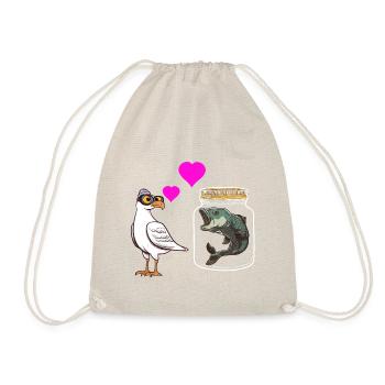 Seagull Loves Fish Fish Maritime Sailor - Drawstring Bag - nature - Front