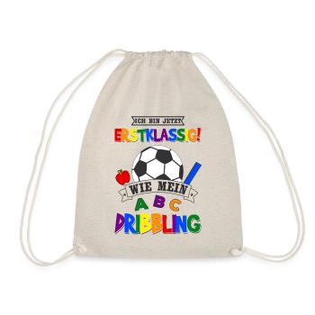 Schulanfang Fußball Schulkind Einschulung Geschenk - Turnbeutel - Natur - Vorne