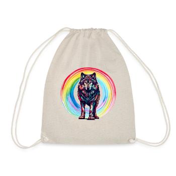 Wolf Wolves Rainbow - Drawstring Bag - nature - Front