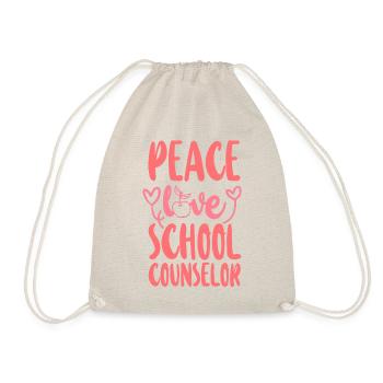 School Counselor Girl Peace Love - Drawstring Bag - nature - Front