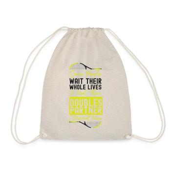 Funny Tennis Player Racket Husband - Drawstring Bag - nature - Front