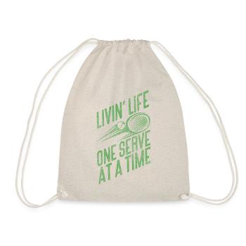 Funny Tennis Player Racket Living - Drawstring Bag - nature - Front