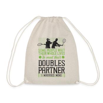 Funny Tennis Player Racket Husband - Drawstring Bag - nature - Front