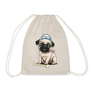 Dog Dogs Children Child Pets Maritime Pug - Drawstring Bag - nature - Front