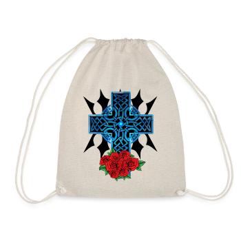 Halloween Cross Crosses Crucifix Roses Death Beyond - Drawstring Bag - nature - Front
