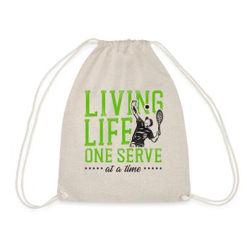 Funny Tennis Player Racket Living - Drawstring Bag - nature - Front