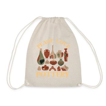Pottery Ceramics Artist Girl Peace - Drawstring Bag - nature - Front