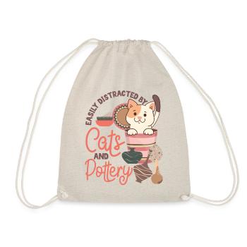 Pottery Ceramics Artist Cat Easily - Drawstring Bag - nature - Front