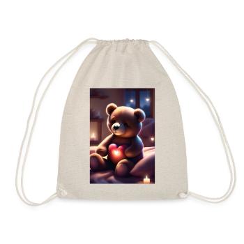 Teddy bear holding a heart - Drawstring Bag - nature - Front