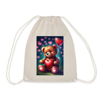 Heart balloons and teddy bear - Drawstring Bag - nature - Front