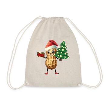 Nikolaus Weihnachtsmann Tannenbaum Erdnuss Kind - Turnbeutel - Natur - Vorne