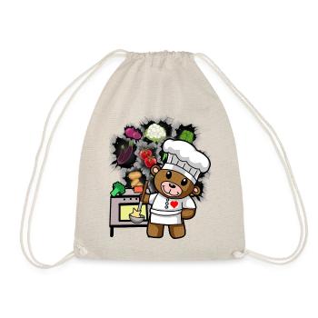 ours en peluche, cuisinier, chef, cuisinier, cuisinier, cuisinier, légumes - Sac de sport léger - nature - Devant