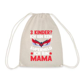 Mama Von 3 Kindern Superheldin - Turnbeutel - Natur - Vorne