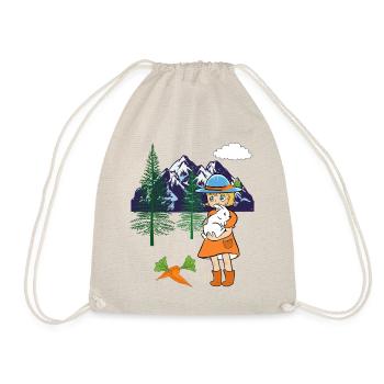 Happy Easter Girl Bunny Rabbit Turnips Mountains - Drawstring Bag - nature - Front