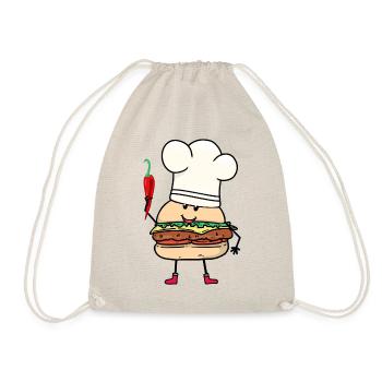 Chilli Koch Köche Köchin Burger Küche kochen - Turnbeutel - Natur - Vorne