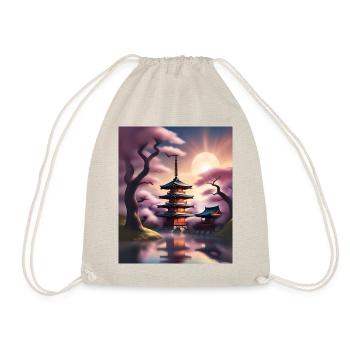 Japanese buildings during sakura - Drawstring Bag - nature - Front