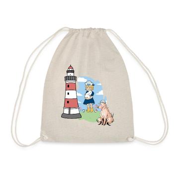 Leuchtturm Schaf maritim Kinder Kind Mädchen - Turnbeutel - Natur - Vorne