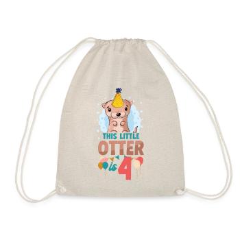 Otter Birthday This Little Otter - Drawstring Bag - nature - Front