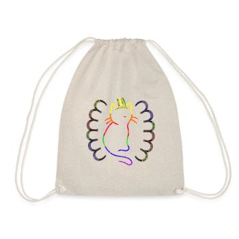 Retro Katze Katzen Vintage 80er 90er Schamane - Turnbeutel - Natur - Vorne