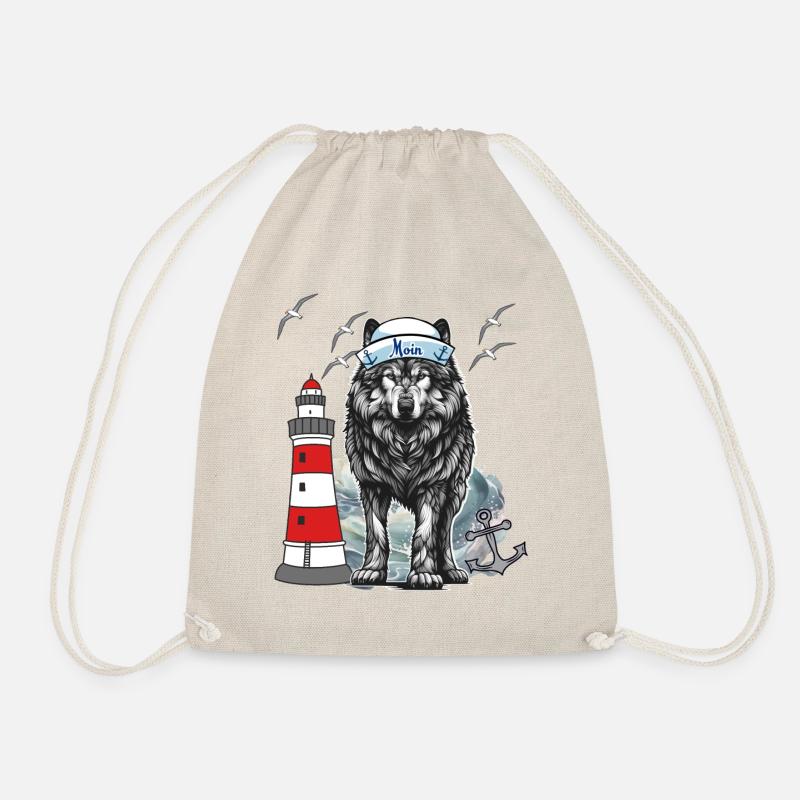 Seemann Husky Hund Hunde maritim Matrose Wolf - Turnbeutel - Natur