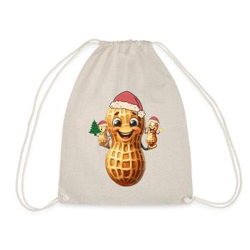 Weihnachtsgeschenk Nikolaus Weihnachtsmann Erdnuss - Turnbeutel - Natur - Vorne