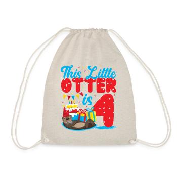 Otter Birthday This Little Otter - Drawstring Bag - nature - Front