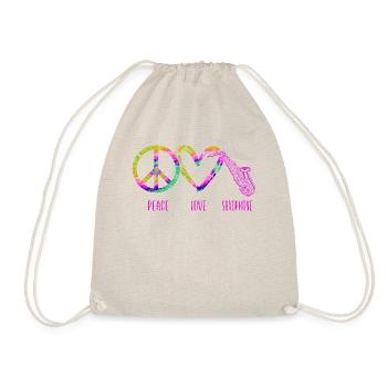 Saxophone Tie Dye Peace Love - Turnbeutel - Natur - Vorne
