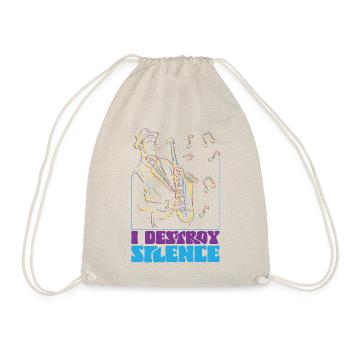 Saxophones I Destroy Silence - Drawstring Bag - nature - Front
