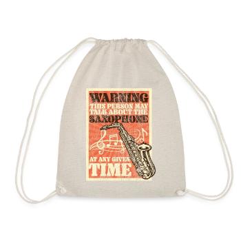 Saxophone Warning This Person May - Drawstring Bag - nature - Front