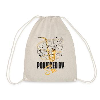 Saxophone Pun Powered By Sax - Drawstring Bag - nature - Front