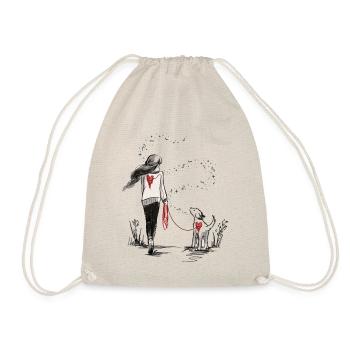 Bandeau de cœur entre l’homme et le chien - Sac de sport léger - nature - Devant