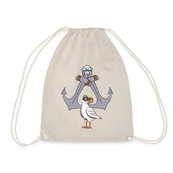 anchor sailor maritime seagull seafaring sailor ahoy - Drawstring Bag - nature - Front