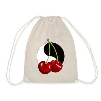 Rockabilly Retro Vintage Kirsche Kirschen Obst - Turnbeutel - Natur - Vorne