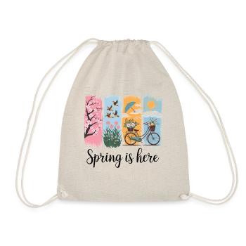 Spring Awakening – Blossoms, Birds & Bicycle - Drawstring Bag - nature - Front