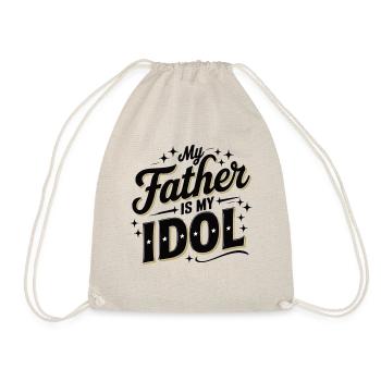 Mein Vater ist mein Idol – Geschenk für Papa - Turnbeutel - Natur - Vorne