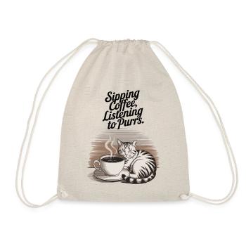 Coffee & cat, relaxation with purring cat - Drawstring Bag - nature - Front