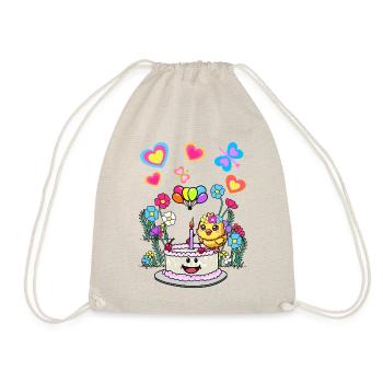 Birthday Chick Kids Child Baby Birth Retro - Drawstring Bag - nature - Front