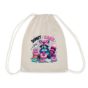 Donut Care Waschbär – Süß & Egalhaltung - Turnbeutel - Natur - Vorne