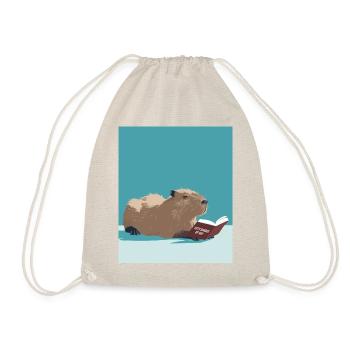 Capybara Reading – Funny Booktok Design - Drawstring Bag - nature - Front