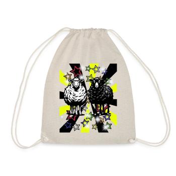 Retro Schafe Schaf Vintage 60er Lämmer Kinder - Turnbeutel - Natur - Vorne