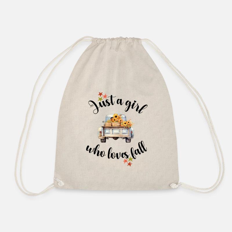 Country Outing Flower Love on Pickup, Fall Vibes - Drawstring Bag - nature