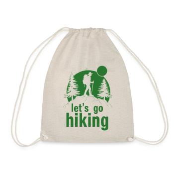 Let's go hiking mountaineer hiker silhouette - Drawstring Bag - nature - Front