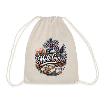 Motocross biker motorcycle cross trial enduro freestyle - Drawstring Bag - nature - Front