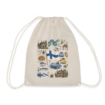 Finland | Lakes, sauna & northern lights - Drawstring Bag - nature - Front