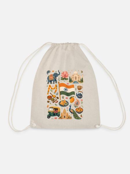 Indien | Taj Mahal, Gewürze & Farben - Turnbeutel - Natur