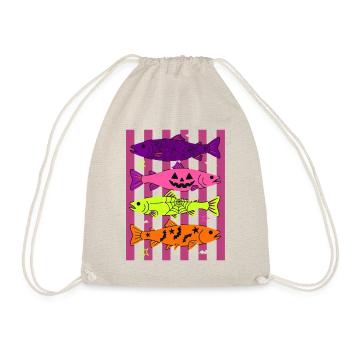 Spooky Halloween Fish Pattern Design - Turnbeutel - Natur - Vorne