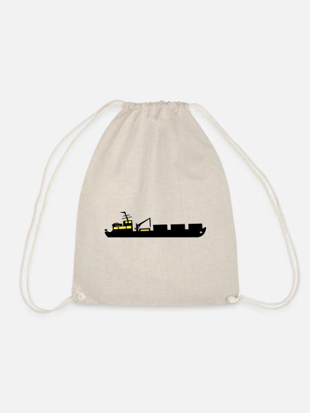 Boat cargo ship ship two-color - Drawstring Bag - nature