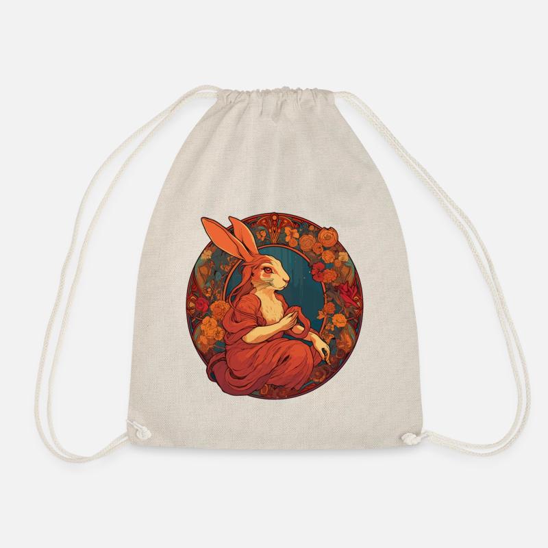Rabbit Bunny Historical Art - Drawstring Bag - nature