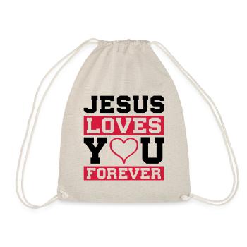 Jesus loves you heart - Drawstring Bag - nature - Front