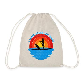 I love pups on SUPs für Stand Up Paddler mit Hund - Turnbeutel - Natur - Vorne